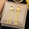Fashionable High End Light Luxury Stainless Steel Earrings For Women With Geometric Design And Electroplating