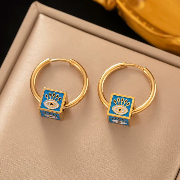 Fashionable High End Light Luxury Stainless Steel Earrings For Women With Geometric Design And Electroplating