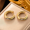 Fashionable High End Light Luxury Stainless Steel Earrings For Women With Geometric Design And Electroplating