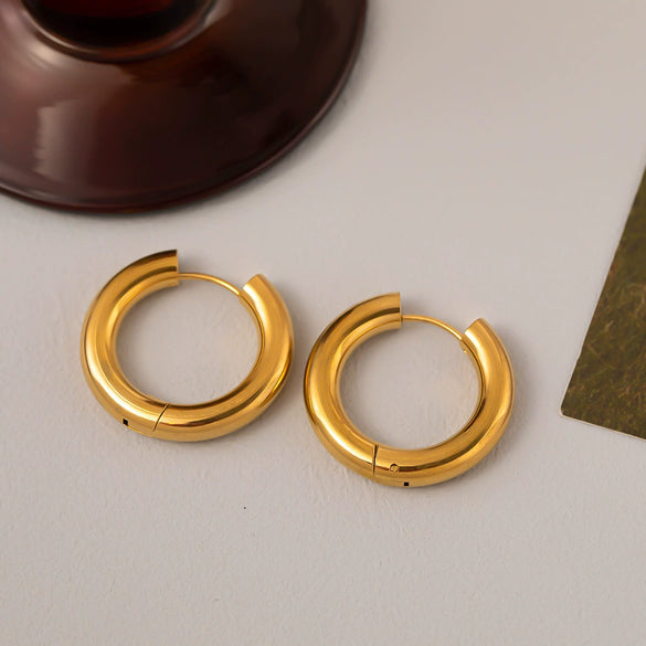 Fashionable High End Light Luxury Stainless Steel Earrings For Women With Geometric Design And Electroplating