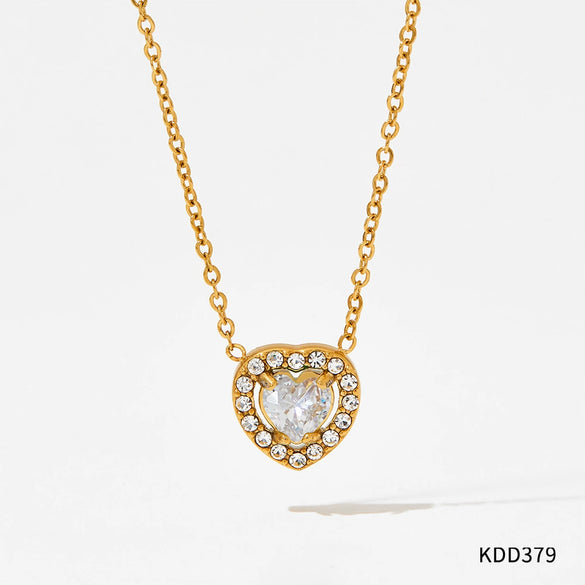 Fashionable High End Zircon And Diamond Love Adjustable Lace Clavicle Stainless Steel Necklace With Rhombus Styling And Electroplating Treatment