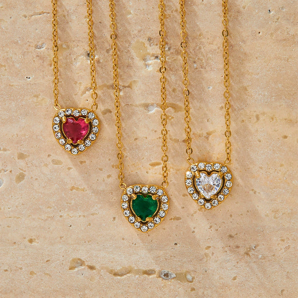 Fashionable High End Zircon And Diamond Love Adjustable Lace Clavicle Stainless Steel Necklace With Rhombus Styling And Electroplating Treatment