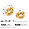 Fashionable Hollow C Shaped Women's Front And Rear Two Wear Titanium Steel And Stainless Steel Earrings With Vacuum Furnace Electroplating In Simple Style