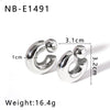 Fashionable Hollow C Shaped Women's Front And Rear Two Wear Titanium Steel And Stainless Steel Earrings With Vacuum Furnace Electroplating In Simple Style