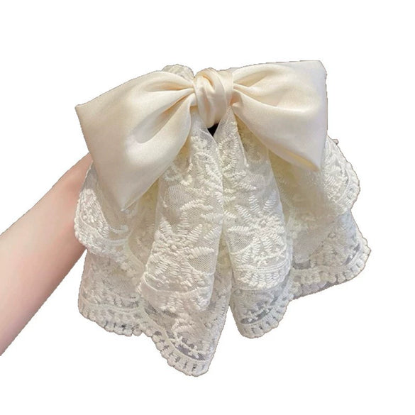 Fashionable Lace Bow Ponytail Hairpin Handmade Sweet Hair Accessories Shark Clip For Women