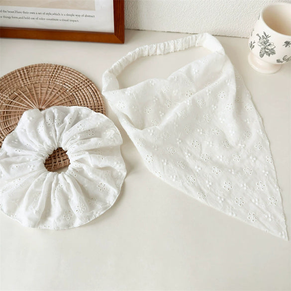 Fashionable Lace Hollow Triangle Fabric Handmade Women's Head Accessories Hair Tie