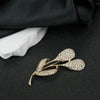 Fashionable Leaf Brooch Alloy Crystal Electroplated Hollow Design