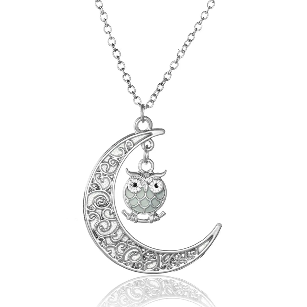 Fashionable Luminous Diy Pendant  Moon Owl Luminous Necklace