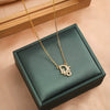 Fashionable Luxury Necklace With Micropaved Zircon And Real Gold Pendant Copper Electroplating Titanium Steel Geometric Pattern For Women