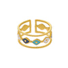 Fashionable Luxury Style Colorful Oil Dripping Stainless Steel Ring With Cut Out Line Dot Heart Electroplated Adjustable For Women