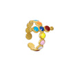 Fashionable Luxury Style Colorful Oil Dripping Stainless Steel Ring With Cut Out Line Dot Heart Electroplated Adjustable For Women