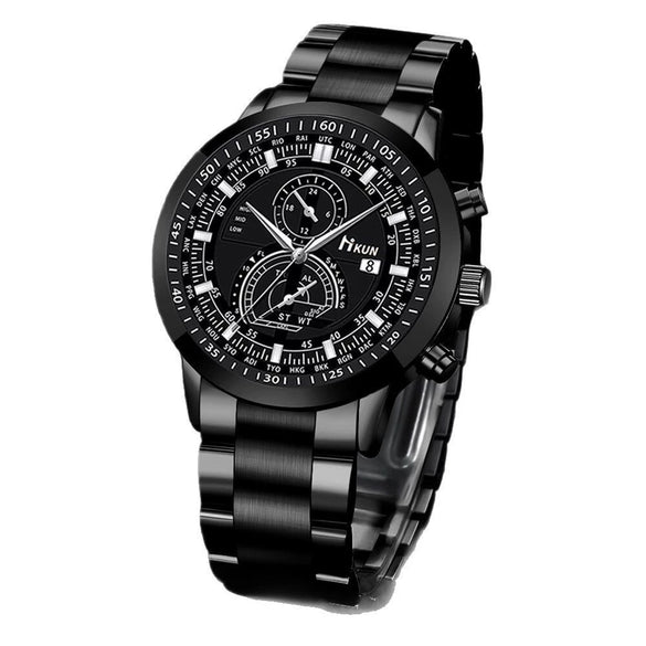 Fashionable Men's Alloy Band Quartz Watch And Lion Pendant Necklace