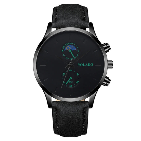 Fashionable Men's Alloy Leather Belt Quartz Watch With Round Dial