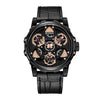 Fashionable Men's Quartz Watch Alloy Case Genuine Leather Strap Round Dial