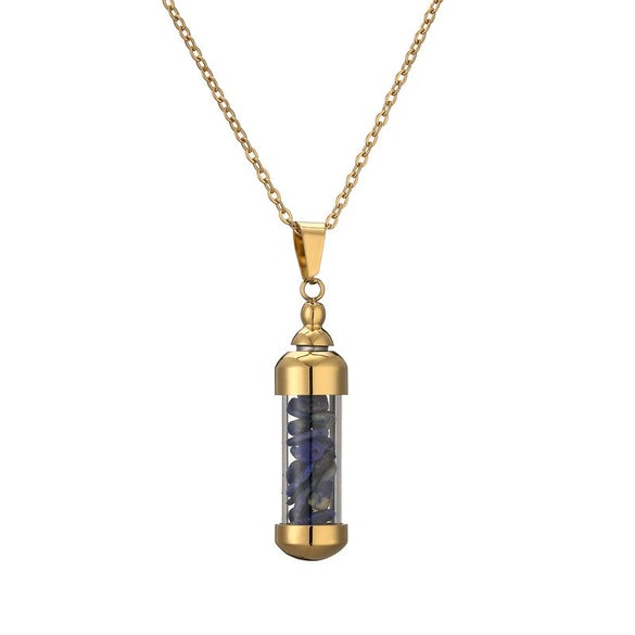 Fashionable Openable Perfume Bottle Pendant Necklace Stainless Steel Organic Glass Geometric Street Style Electroplating