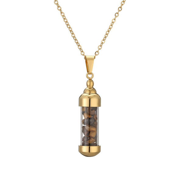 Fashionable Openable Perfume Bottle Pendant Necklace Stainless Steel Organic Glass Geometric Street Style Electroplating