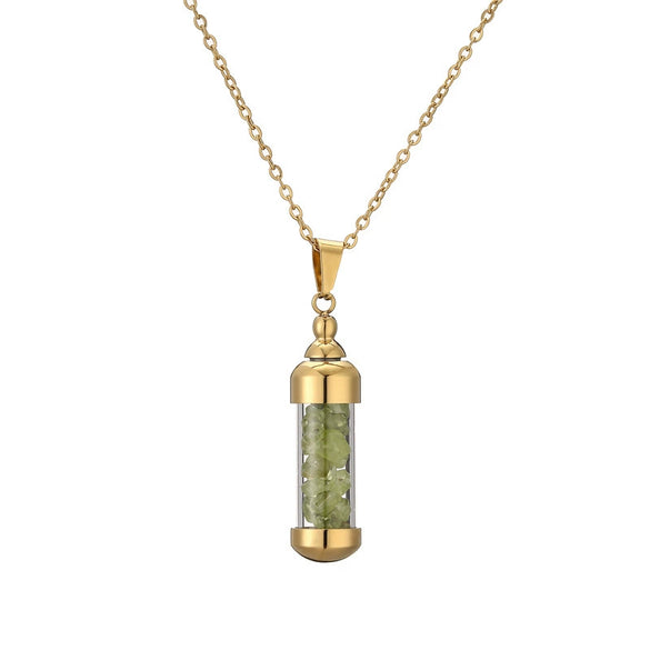 Fashionable Openable Perfume Bottle Pendant Necklace Stainless Steel Organic Glass Geometric Street Style Electroplating
