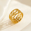 Fashionable Opening Adjustable Stainless Steel Leaf Ring 18K Goldplated