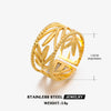 Fashionable Opening Adjustable Stainless Steel Leaf Ring 18K Goldplated