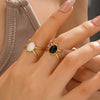 Fashionable Oval Oil Dripping Stainless Steel Ring For Women With Hiphop Line Cross 18K Gold Plated Electroplated