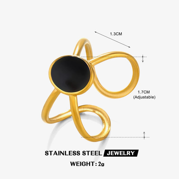 Fashionable Oval Oil Dripping Stainless Steel Ring For Women With Hiphop Line Cross 18K Gold Plated Electroplated