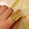 Fashionable Oversized Exaggerated Personality Stainless Steel Ring With Oval Geometric Texture And Electroplating Unisex Hand Jewelry