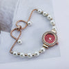 Fashionable Pearl Alloy Round Dial Female Student Watch