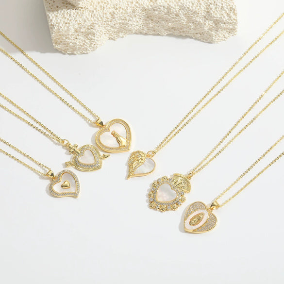 Fashionable Pendant Necklace For Ladies Copper Mixed Gemstone Setting Geometric Style Electroplating O Word Chain