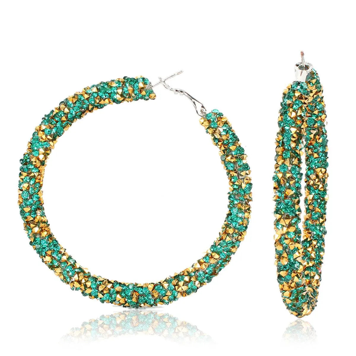 Lady Fashion Ethnic Style Round Rhinestone Artificial Gemstones Earrings