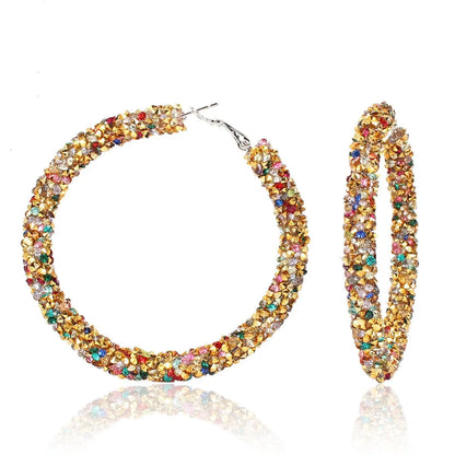 Lady Fashion Ethnic Style Round Rhinestone Artificial Gemstones Earrings