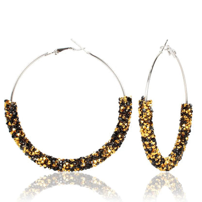 Lady Fashion Ethnic Style Round Rhinestone Artificial Gemstones Earrings