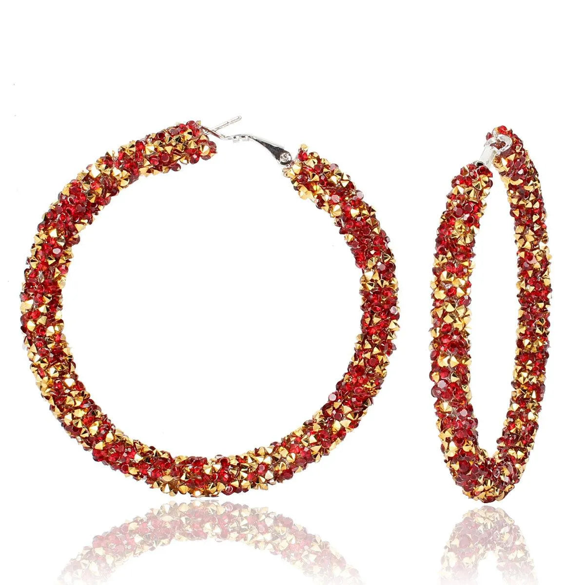 Lady Fashion Ethnic Style Round Rhinestone Artificial Gemstones Earrings