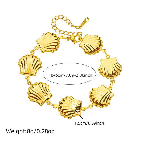 Fashionable Personality Goldplated Stainless Steel Jewelry Set With Chain Bracelet And Necklace