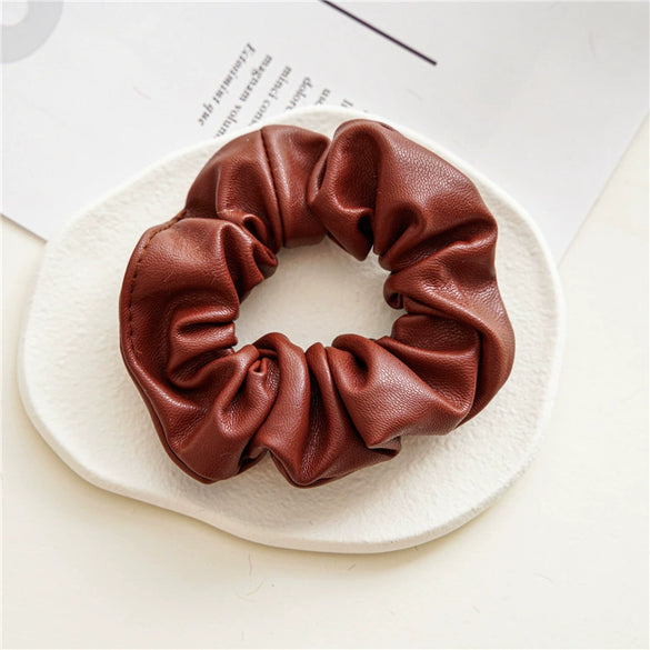 Fashionable Pu Leather Hair Rope Simple Versatile Hair Ring Elegant Girl's Large Intestine Ring Head Rope Seiko Crafted Hair Accessories