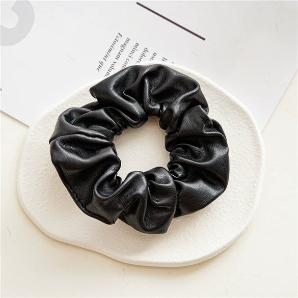 Fashionable Pu Leather Hair Rope Simple Versatile Hair Ring Elegant Girl's Large Intestine Ring Head Rope Seiko Crafted Hair Accessories