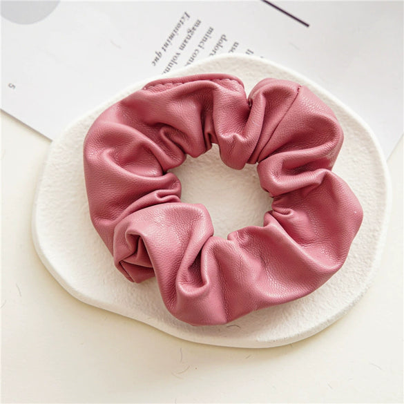 Fashionable Pu Leather Hair Rope Simple Versatile Hair Ring Elegant Girl's Large Intestine Ring Head Rope Seiko Crafted Hair Accessories