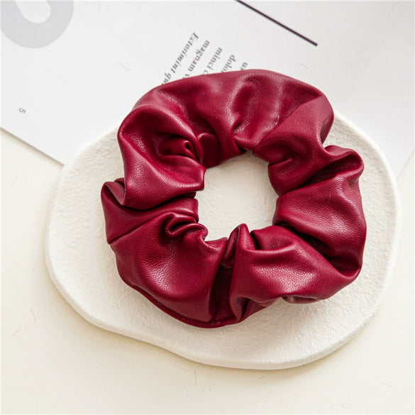 Fashionable Pu Leather Hair Rope Simple Versatile Hair Ring Elegant Girl's Large Intestine Ring Head Rope Seiko Crafted Hair Accessories
