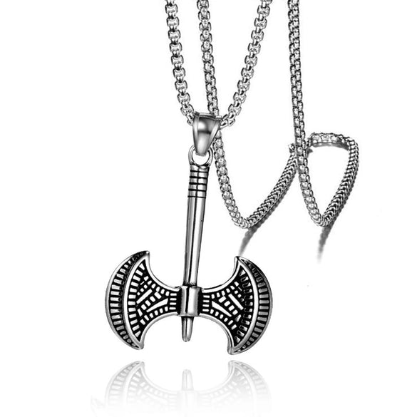 Fashionable Retro Men's Titanium Steel Thor Hammer Pendant Necklace With Baking Paint And Cartoon Characters Pattern