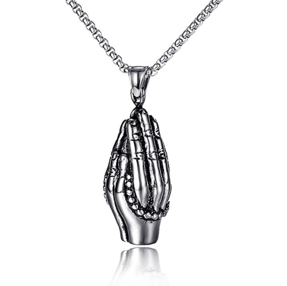 Fashionable Retro Men's Titanium Steel Thor Hammer Pendant Necklace With Baking Paint And Cartoon Characters Pattern