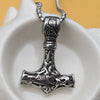 Fashionable Retro Men's Titanium Steel Thor Hammer Pendant Necklace With Baking Paint And Cartoon Characters Pattern