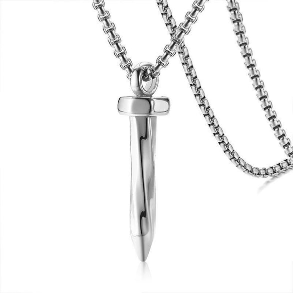 Fashionable Retro Men's Titanium Steel Thor Hammer Pendant Necklace With Baking Paint And Cartoon Characters Pattern