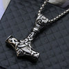 Fashionable Retro Men's Titanium Steel Thor Hammer Pendant Necklace With Baking Paint And Cartoon Characters Pattern