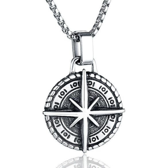 Fashionable Retro Men's Titanium Steel Thor Hammer Pendant Necklace With Baking Paint And Cartoon Characters Pattern