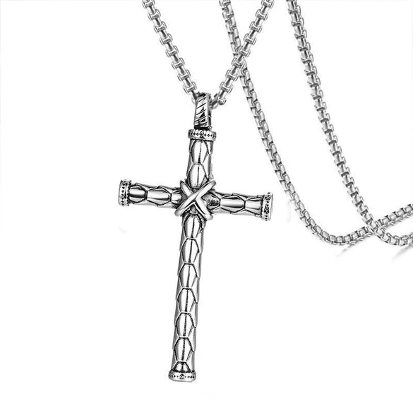 Fashionable Retro Men's Titanium Steel Thor Hammer Pendant Necklace With Baking Paint And Cartoon Characters Pattern