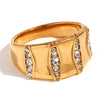Fashionable Retro Popular Ring Stainless Steel Electroplated Geometric Microset Rhinestone Ring For Women