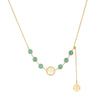 Fashionable Retro Round Tree Of Life Pendant Tassel Goldplated Stainless Steel Necklace For Women