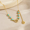 Fashionable Retro Round Tree Of Life Pendant Tassel Goldplated Stainless Steel Necklace For Women