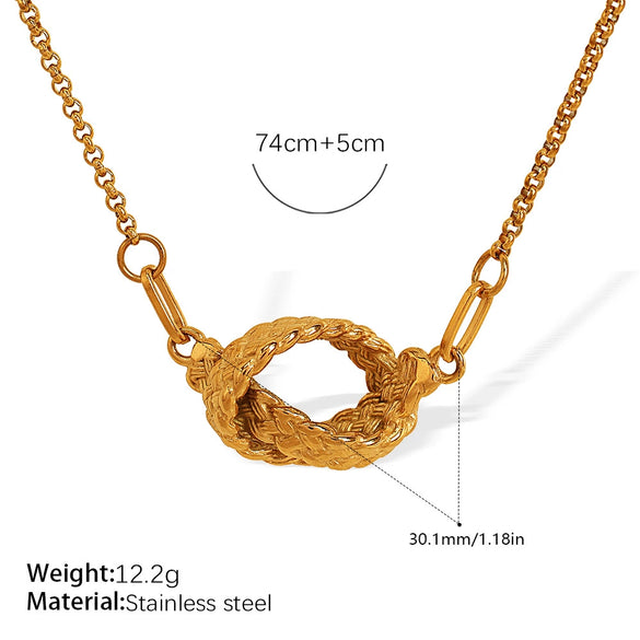 Fashionable Retro Versatile 316L Stainless Steel 18K Gold Plated Sweater Chain Necklace