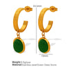 Fashionable Retro Women's 316L Stainless Steel And Organic Glass Earrings Necklace Set With Round Pattern And Electroplating Treatment