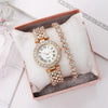 Fashionable Roman Pattern Diamondencrusted Women's Quartz Watches With Alloy Case And Strap Round Dial